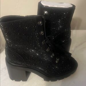 Black Glitter Women's Ankle Boots